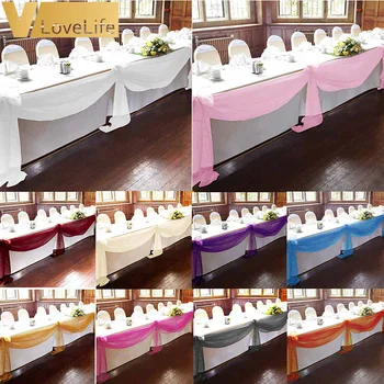 

10x1.4M Organza Fabric Yarn Tulle Table Curtain Decor Sheer Birthday Wedding Party Table Handrail Chair Backdrop DIY Supplies