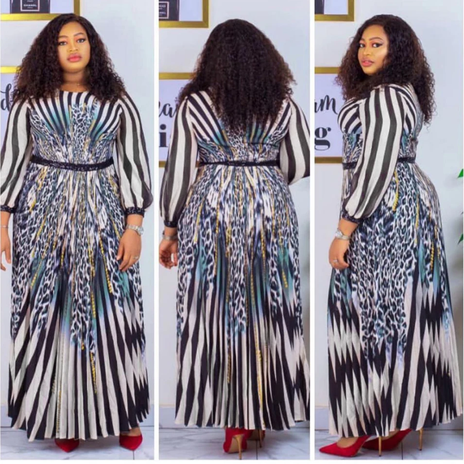 

2020 New Arrivals African Dashiki Flowers Pattern Print Dress 3/4 Sleeve Casual African Dresses For Women Christmas 3XL