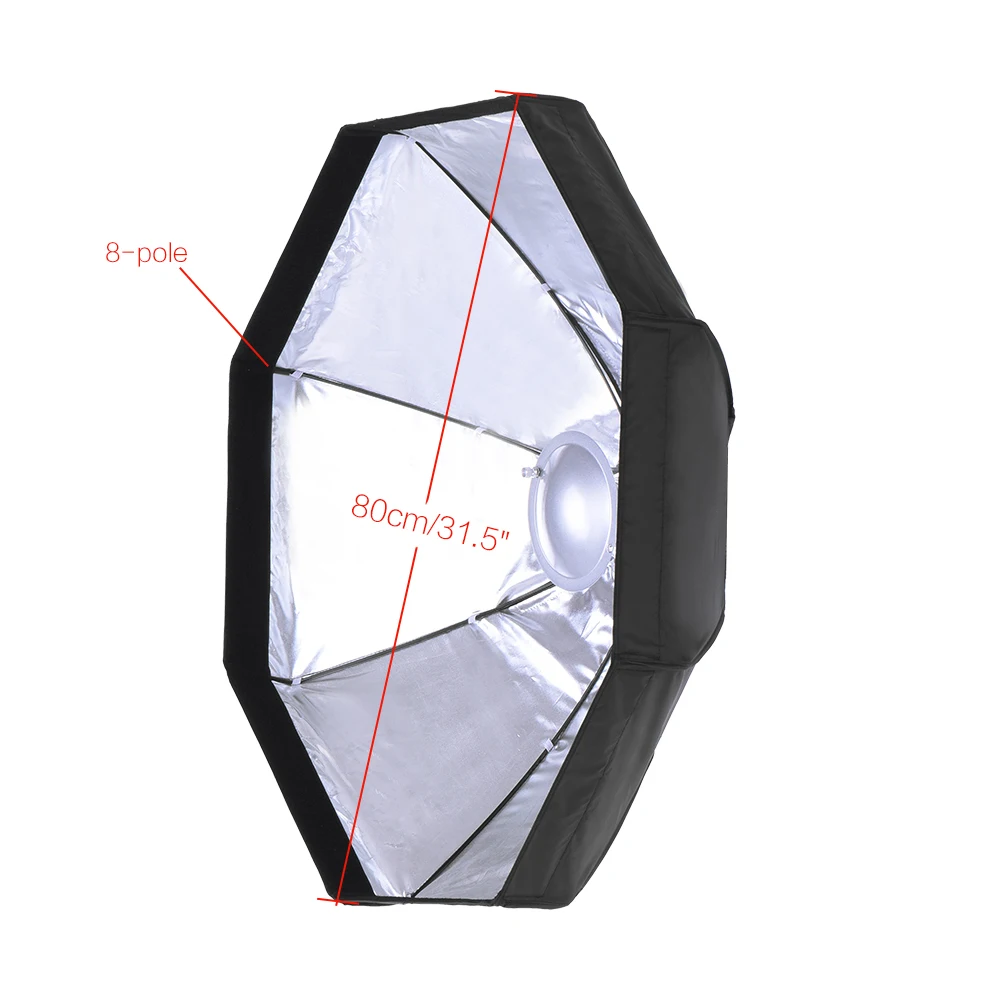 8 полюсов 80 см/31," серебристый/черный складной красивый восьмиугольный софтбокс Отражатель рассеиватель для студии Bowens