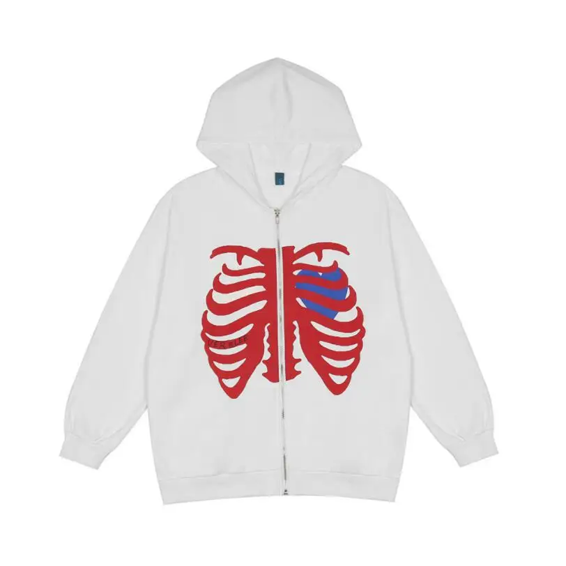 

Худи Скелет 2021, модная толстовка, Мужская толстовка на молнии в стиле Харадзюку, винтажное пальто, Мужская Уличная одежда, свободная толстовка в стиле хип-хоп, w2256