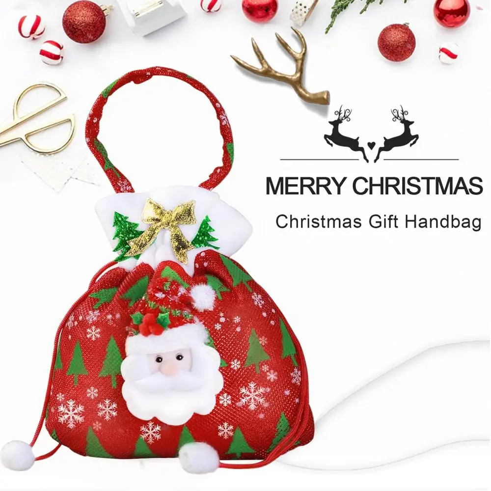 Christmas Gift Handbag Drawstring Candy Bag Merry Christmas Sweet Candy Bags Present Bag Home Party Xmas Decoration