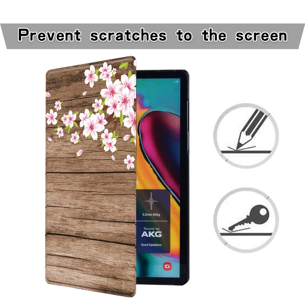 Кожаный чехол подставка с рисунком дерева для Samsung Galaxy Tab A 10/Tab E S5E легкий жесткий