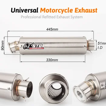 

36-51mm universal motorcycle exhaust muffler for MP exhaust Motorbike for STB Exhaust Pipe Slip-On z800 cbr300r Z1000 GSXR1000