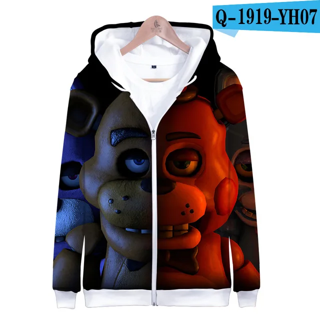 Милые толстовки с капюшоном Five Nights At Freddys FNAF, Детская толстовка с капюшоном на молнии для мальчиков, осенне-зимняя одежда высокого качества - Цвет: 3D