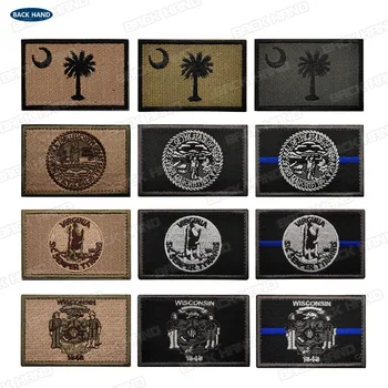 

3d Embroidered South Carolina Nebraska State Patches United States State Flag Patch Tactical Fabric Flag cloth Badges