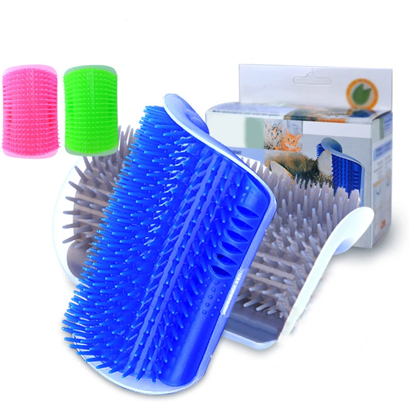 blue and red Продукт для домашних животных для кошек, самостоятельная щетка для грумера, угловая щетка для кошки, массажная Расческа для самостоятельного грумера, расческа С Кошачьей Мятой, щетка для кошечки, расческа для щекотки - Цвет: blue and red