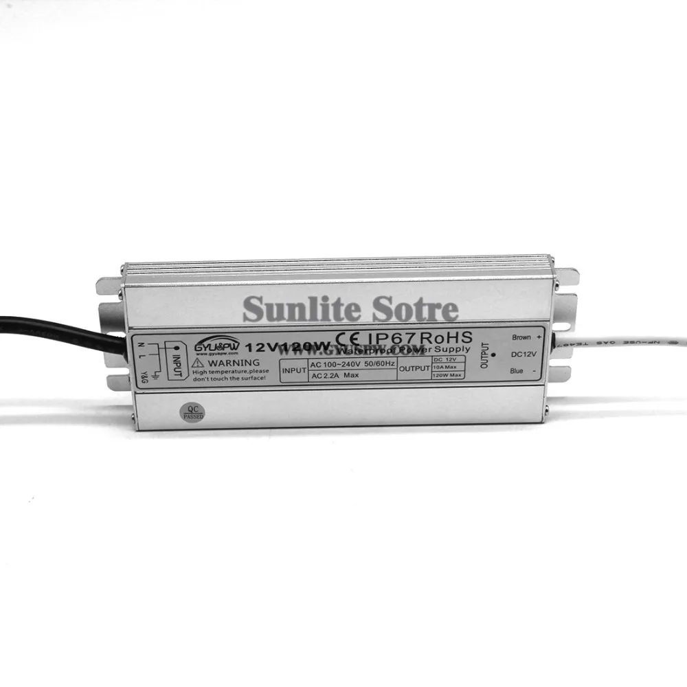 Ультратонкий источник питания DC12V 10A 120W IP67 водонепроницаемые Трансформеры 100-240v Сетевой сетевой адаптер для использования вне помещения для светодиодной ленты CCTV