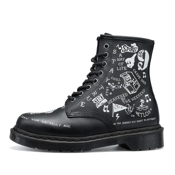 

Doc Graffiti Genuine Leather Boots Women Ankle Boots Street Marteens Boots Women Botas Muje Emale Comfortable Shoes