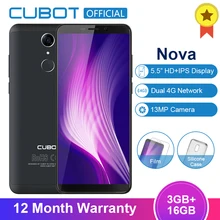 Cubot Nova Android 8,1 18:9, полный экран, 3 ГБ, 16 ГБ, 5,5 дюймов, MT6739, четырехъядерный смартфон, 2800 мА/ч, двойной, 4G, две sim-карты