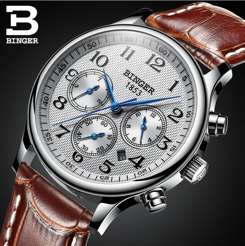 Швейцария часы любовника люксовый бренд Бингер Для мужчин механические и Для женщин Кварцевые наручные часы сапфир Водонепроницаемый B-603MW