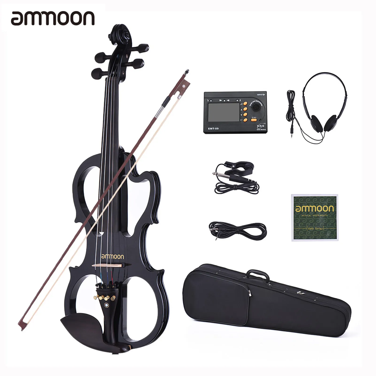 4/4 Electric Violin Solid wood Ebony Fittings Passive Pickup Dark Red Color With Violin Case Bow Guitar Shape Violin