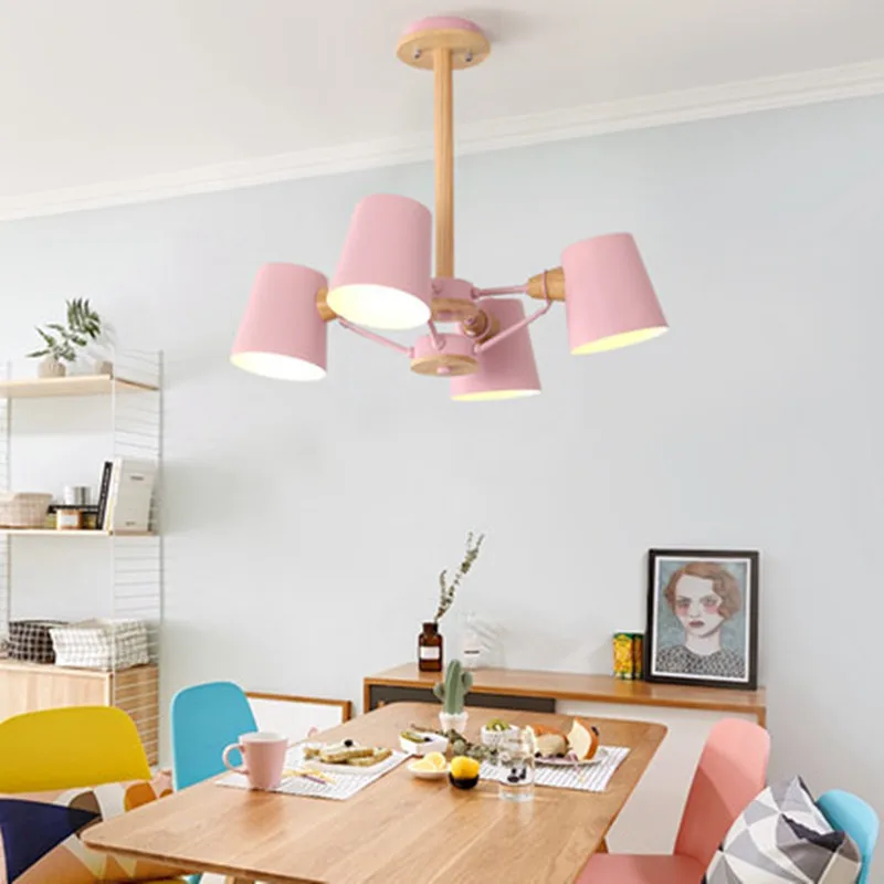 

Nordic New Design Pendant Lights Wooden Hanging Light For Dining Table Colorful Bar Lamp Indoor LED Lighting Fixtures