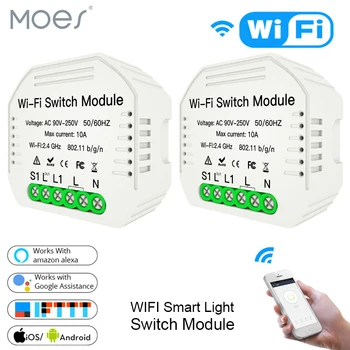 

MiNi Hidden Wifi Smart Light Switch Diy Breaker Module Wireless Remote Control,Works with Alexa Echo Google Home 1/2 Way