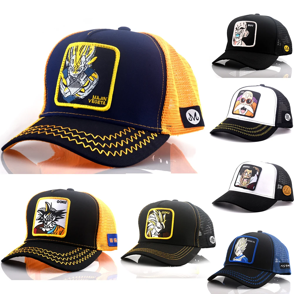 

2019 Cartoon Anime Dragon Ball Baseball Caps Men Women Snapback Hip Hop Cap Summer Breathable Mesh Trucker Hat Dad Hats A70