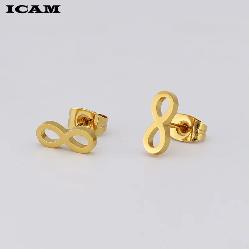 ICAM серьги в стиле хип-хоп черные золотые бесконечные ювелирные изделия маленькие серьги-гвоздики из нержавеющей стали лучший подарок для женщин Девушка bijou