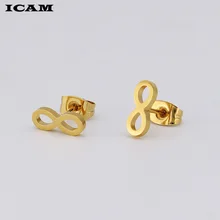ICAM серьги в стиле хип-хоп черные золотые бесконечные ювелирные изделия маленькие серьги-гвоздики из нержавеющей стали лучший подарок для женщин Девушка bijou