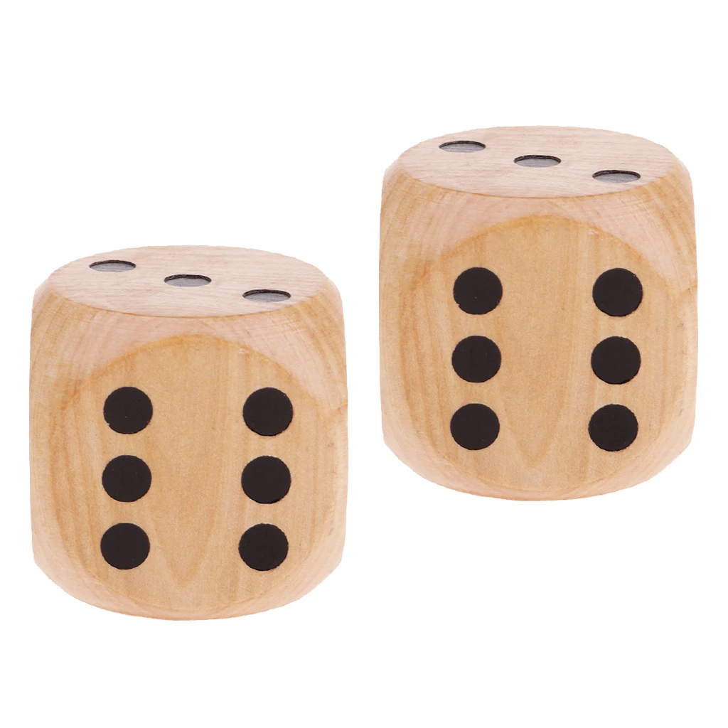 2x Creative Large Wooden D6 Six Sided Dices Set For DND RPG Party Games Wood