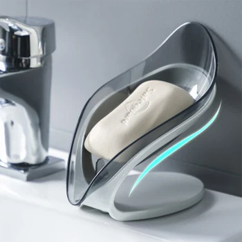 

New Bathroom Soap Holder Leaf Shape Soap Box Creative Bathroom Kitchen Dish Storage Non-slip Drain Soap Storage Case Container