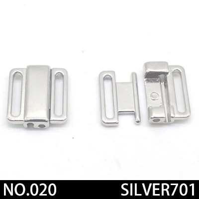 2pcs/lot silver gold Rectangle Tape Closure Hook& Clasp Rhinestone bra buckle Waist Extenders Sewing On Clothes Bra Clip Hook - Цвет: 020 12mm silver 2pcs