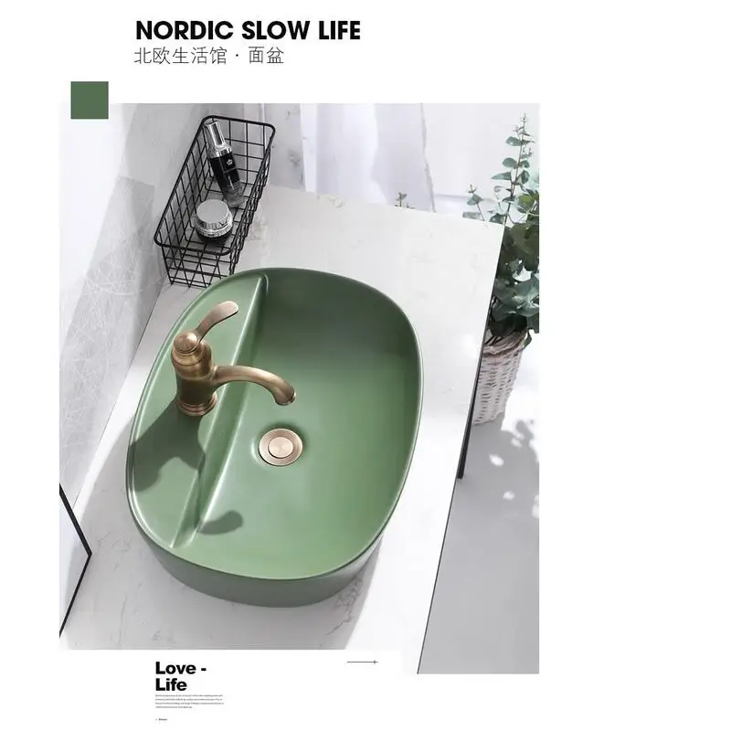 

Modern Green Washbasin Bathroom Art Ceramic Sinks Hand Painted Porcelain Sinks Modern Art Lighting Ceramic Sink