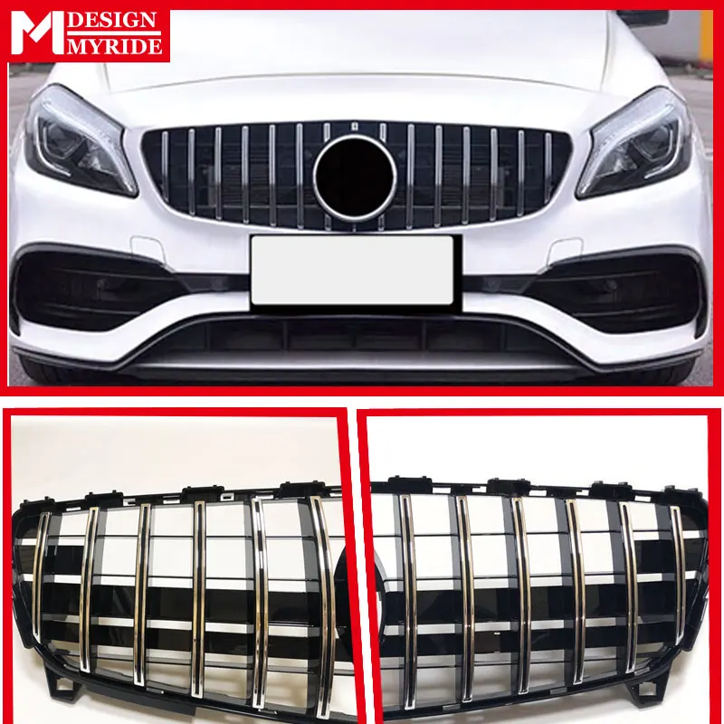 Для W176 A класс Передняя решетка GTS стиль грили для merceesmb A180 A200 A250 A45 ABS серебро передние грили без знака