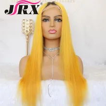 Медовый светлый блонд прямые с волосами младенца и длинные парики 13*4 Кружева спереди человеческие волосы парик с Омбре желтые крашеные бразильские волосы
