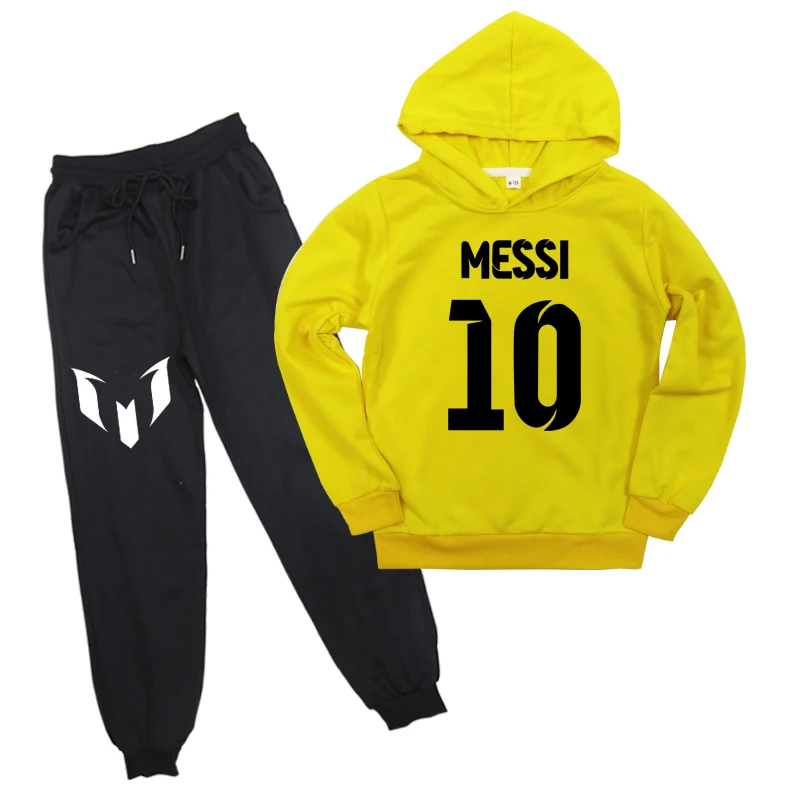2 Дети Мальчики Девочки Messi 10 Толстовка брюки костюм толстовки повседневный комплект из свитера с брюками пуловеры топы для детей Сюрприз подарок - Цвет: 2