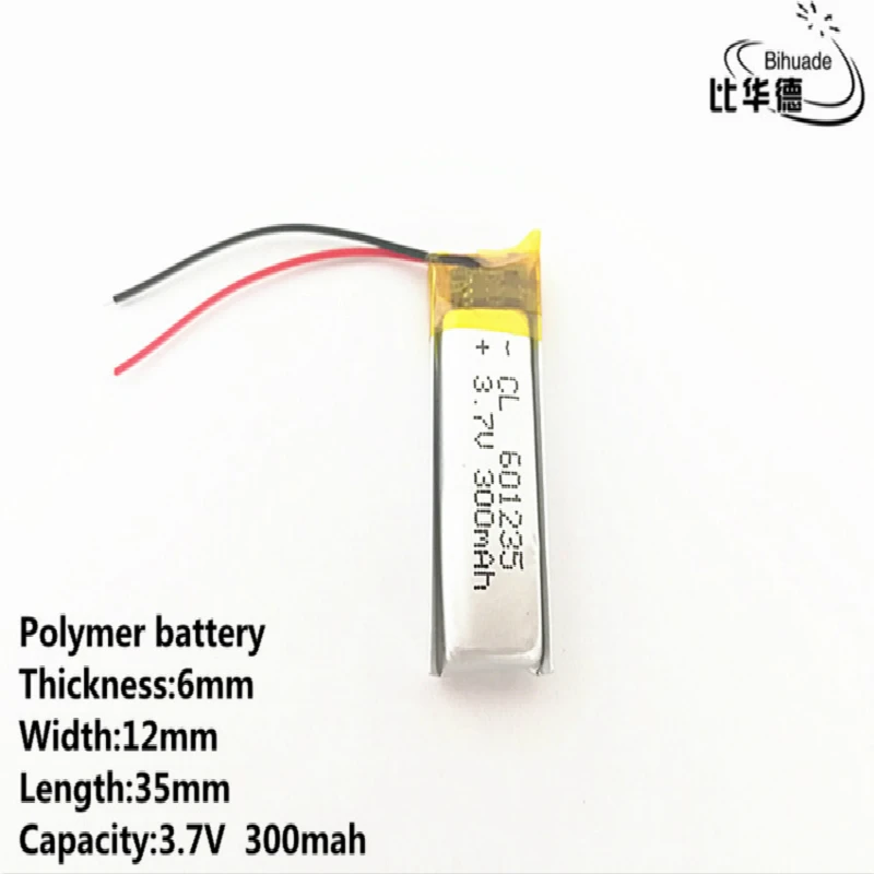 Литровая энергетическая батарея 601235 3,7 V, 300 mAH, 061235 полимерная литий-ионная/литий-ионная батарея для игрушек, банка питания, gps, mp3, mp4