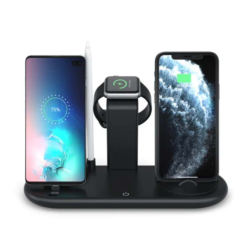 Беспроводная зарядная док станция 7 в 1 10 Вт Qi для iPhone XR XS Max X Apple Watch 5 4 3 AirPods ProCharger