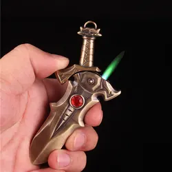 Edc criativo espada turbo bronze mais leve compacto jet butano gás à prova de vento acessórios do cigarro inflado nenhum gás gadgets para o homem