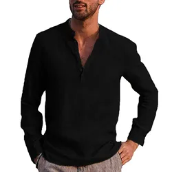 Jaycosin 2021 novo algodão manga longa camisas masculinas primavera outono gola sólida camisa de bolso de manga comprida tops roupas masculinas