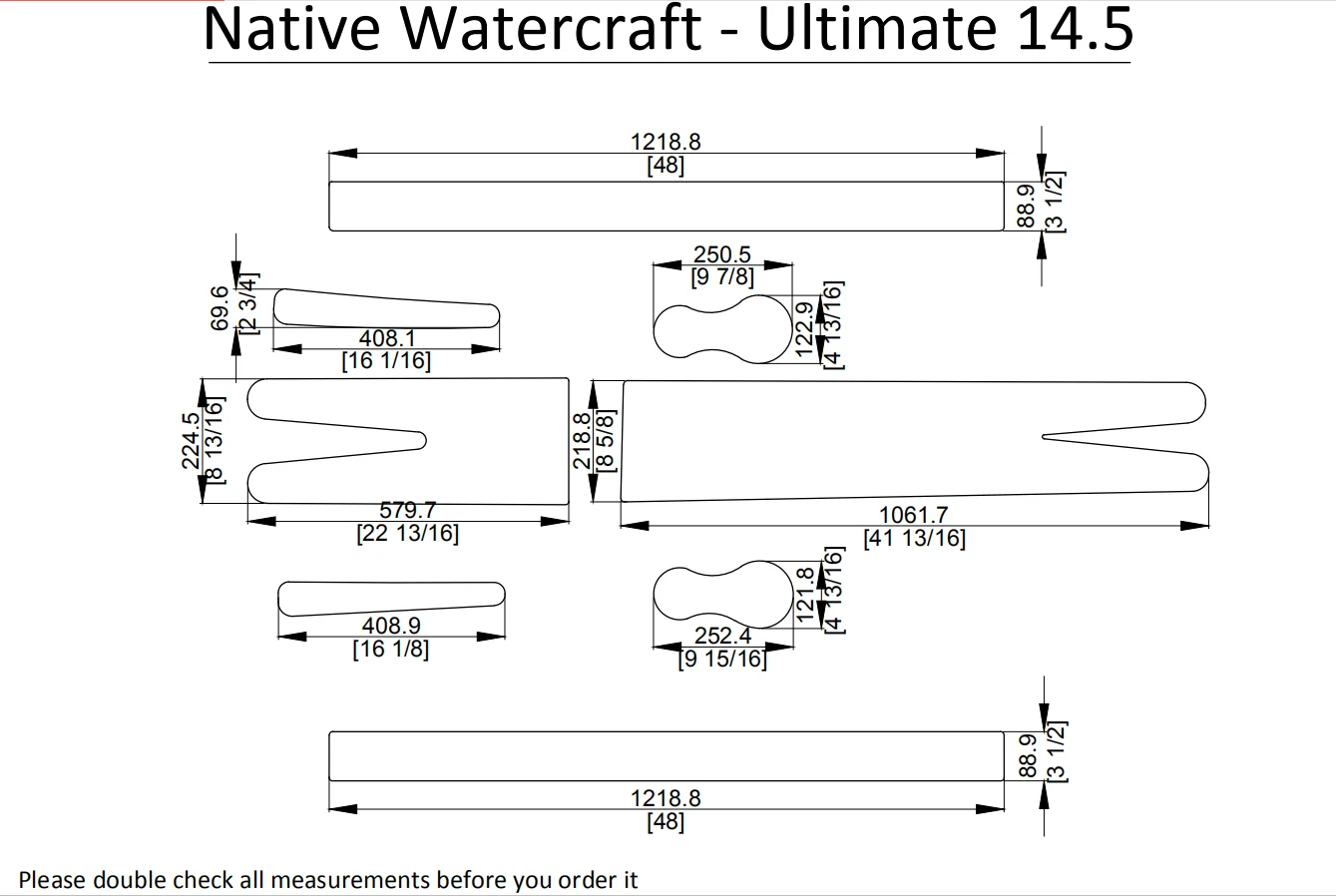 NIC Watercraft-Ultimate 14,5 Каяк Лодка EVA настил КОВРИКИ НАБОР 1/4"