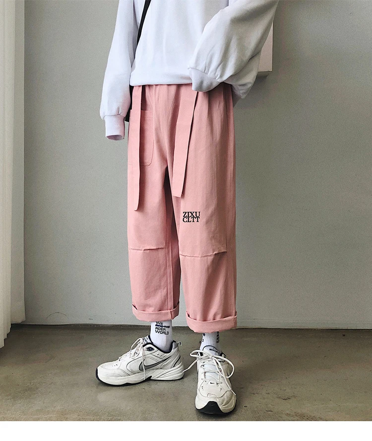 Autumn New Pants Men Fashion Cotton Solid Color Casual Straight Nine Pants Pants Man Streetwear Hip Hop Loose Joggers Sweatpants