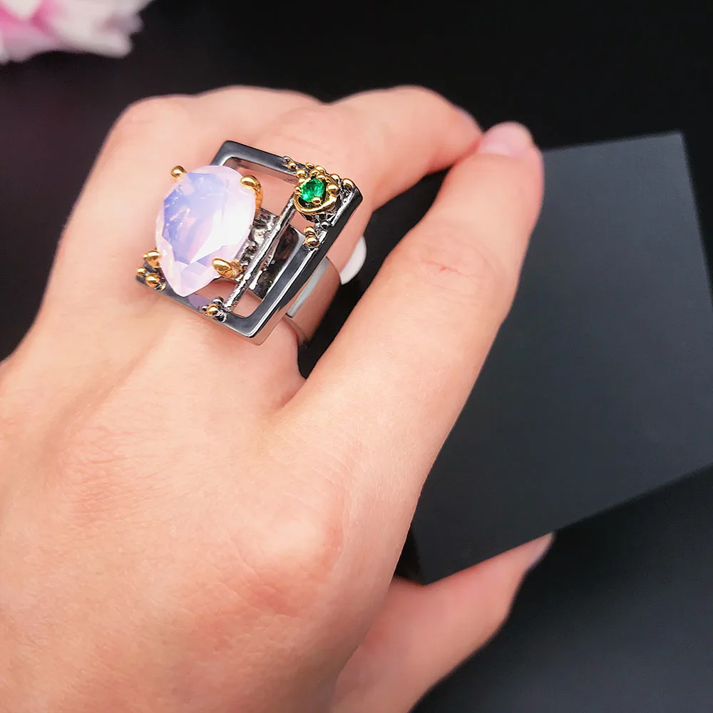 Teardrop pink stone ring (3)