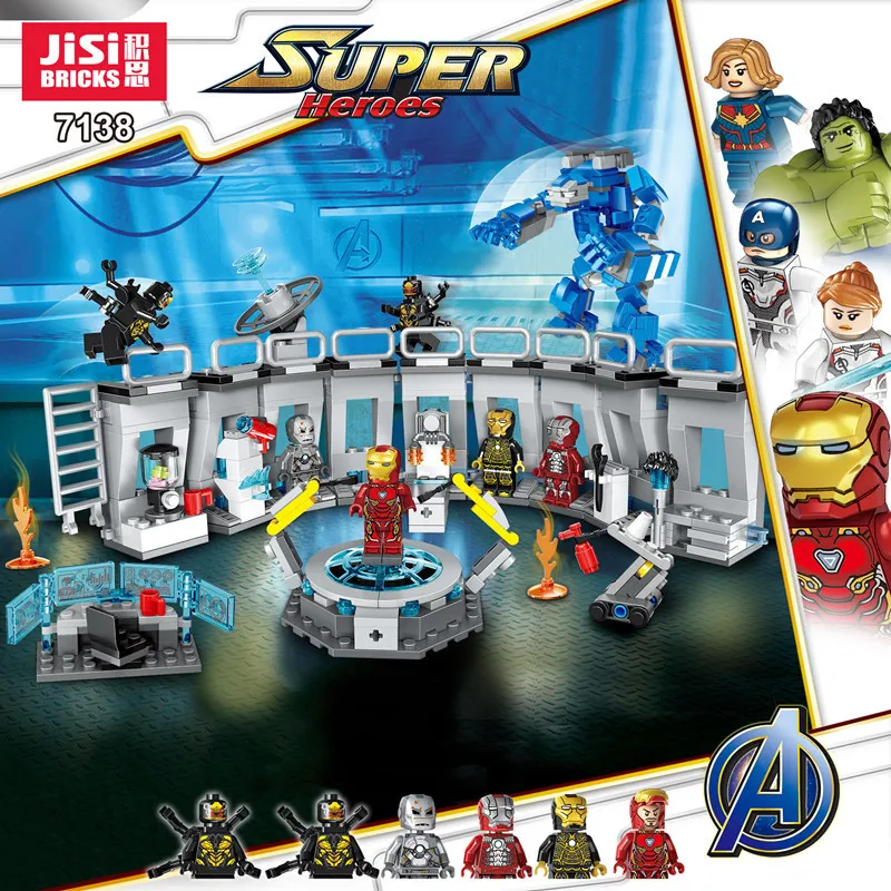 

Product Thinking 7138 Avengers 4-Iron Man Mech Showroom Educational ENLIGHTEN Building Blocks Toy Boy Fight Inserted 6-14-Year-O