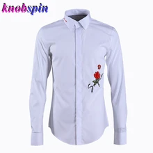Топ бренд рубашка для мужчин длинный рукав тонкий Chemise homme Элегантный Вышивка Твердые Camisas masuclina Бизнес Мужские Рубашки 4XL