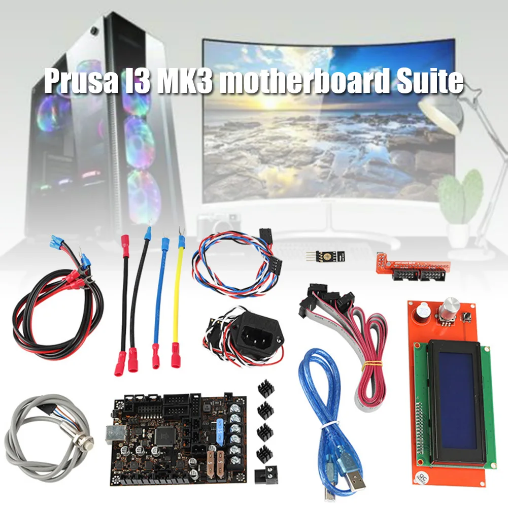 

High Quality Einsy Rambo 1.1A Mainboard+2004 LCD+Flament Sensor+ PINDA V2+Power Panic Board for Prusa i3 MK3