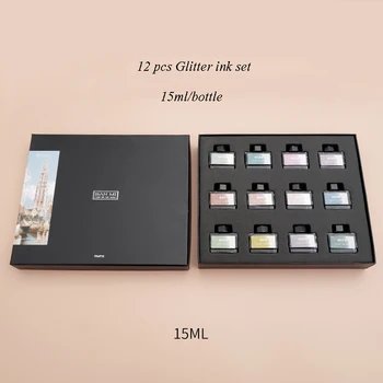 

12 colors Morandi Bottle Ink Set Color Ink Non Carbon Fountain Pen Ink 7ml/bottle Glitter ink set