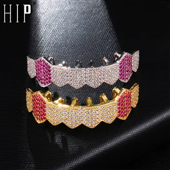 

Hip Hop Iced Out Micro Pave Full CZ Teeth Grillz Bottom Charm Grills For Men Women Jewelry Gold Color