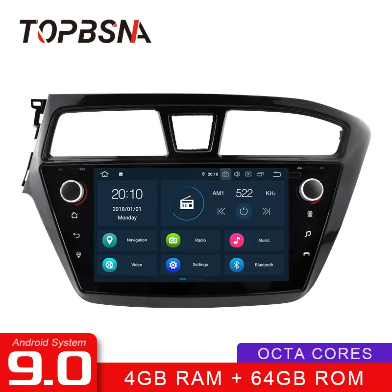 TOPBSNA Android 9,0 автомобильный dvd-плеер для HYUNDAI I20- gps Мультимедиа 2 Din автомагнитола стерео Мультимедиа автоаудио wifi RDS