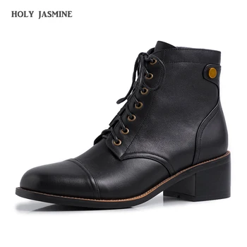 

2020 New Hot Women's Spring/Autumn Ankle Black Boots Woman Lace Up Vintage Booties Women Short Martin Boot Fashion Ladies Shoes