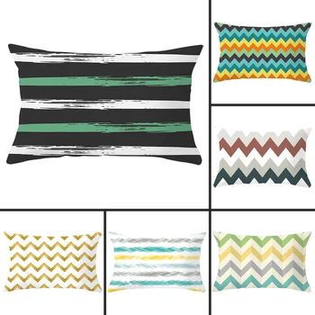 

1pcs 30x50cm Geometric Abstract Print Pillowcase Polyester Peachskin Pillowcases Waist Pillow Cover Decorative Pillows Cover