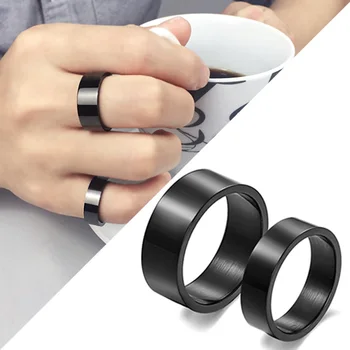 

1PC New Ring Men Titanium Black Simple Fashion Men's Preferred Party Accessories Jewelry Collocation Gift Size 6 7 8 9 10