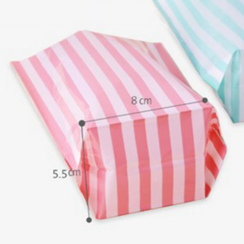 Creative 50pcs/set Christmas Striped Gift Bag Baking Storage Bag Snack Cookie Bag Bread Cake Candy Food Bag