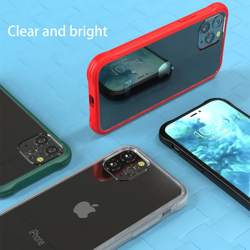 iPhone11 серии tpu+ pc два в одном четыре угла анти-капля, Прозрачный Простой Чехол для мобильного телефона