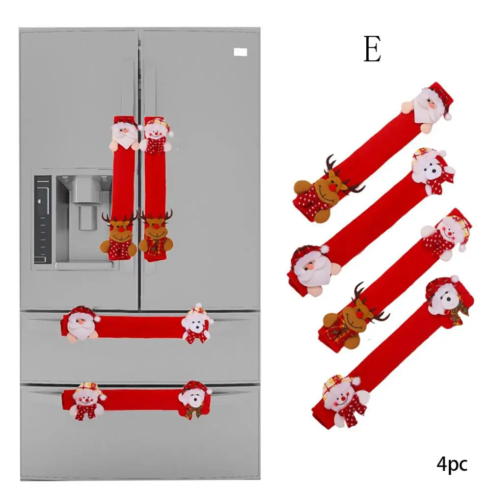 4 шт 150 г рождественские крышки для дверных ручек холодильника, декоративные рождественские тканевые защитные перчатки для кухни, микроволновой печи, посудомоечной машины@ 12 - Цвет: Door Handle Cover
