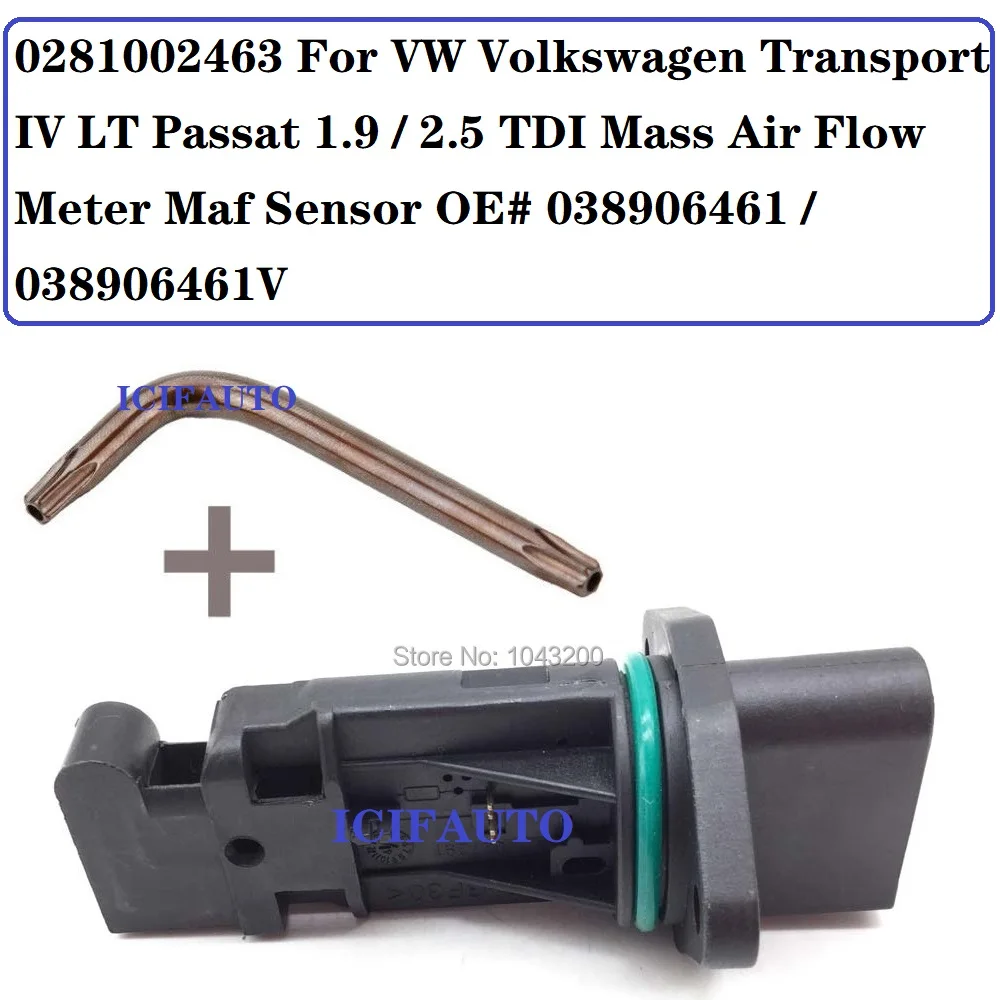 0281002463 Per Vw Volkswagen Transport Iv Lt Passat 1.9 / 2.5 Tdi Misuratore Di Portata Massica Maf Sensor Oe #038906461/038906461V