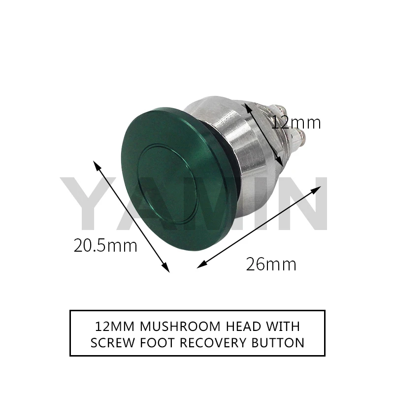 12mm Green Reset 12/16/19/22 мм металлический пуш-ап Водонепроницаемая кнопка переключателя с грибовидной головкой ключа блокировки/Сброс Пресс винтовой штифт для ног - Цвет: 12mm Green Reset