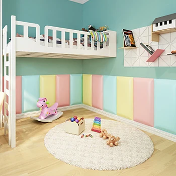 

Kids Room Wall Mat Self-adhesive 3D Wall Stickers Thicken Tatami Anti-collision Wall Mat Children's Bedroom Bed Soft Cushion