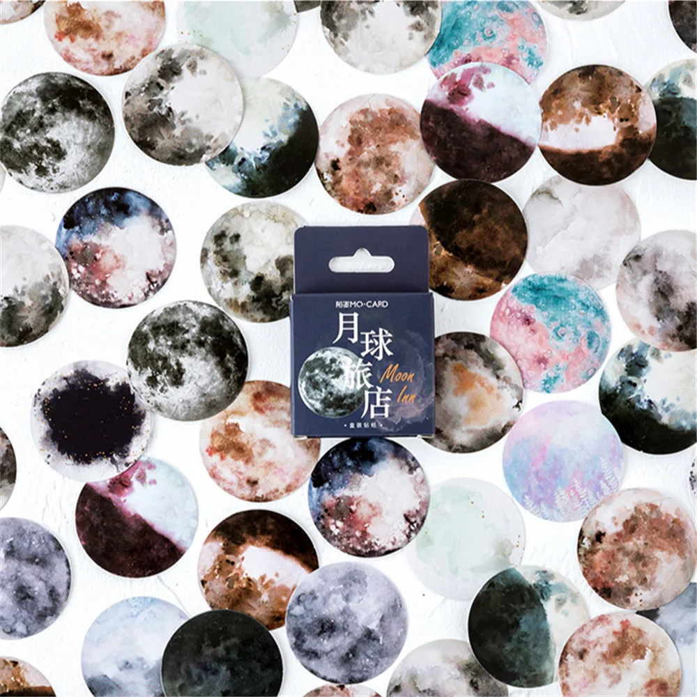 46 шт./кор. канцелярские наклейки парным DIY Планета липкий Бумага Kawaii Луна растения
